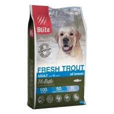 BLITZ ADULT FRESH TROUT/низкозерновой корм для взр. собак Свежая Форель/1,5 кг , 