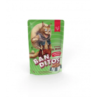 BANDITOS Полнорационный корм консервированный с курицей, для взрослых кошек, кусочки в желе, 75г