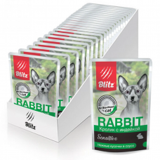 Blitz  Кролик с индейкой, кусочки в соусе для стерилизованых кошек 85 гр упаковка 24 шт