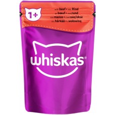 Whiskas для взрослых кошек желе с говядиной 85г