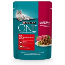 Корм Корм Purina One влажный для стерилизованных кошек говядина/морковь 75 гр