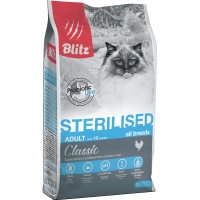 Blitz Sterilised Chicken, сухой корм для стерилизованных кошек с Курицей/0,4 кг 