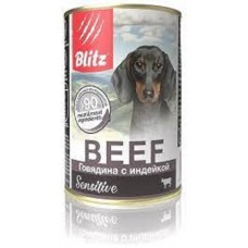 Blitz Говядина с индейкой, корм консерв.полнорац. для собак всех пород и возрастов 400 гр