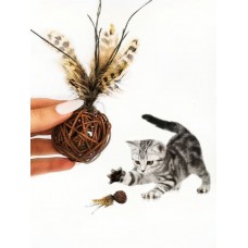 Игрушка -пружинка для кошек с пером