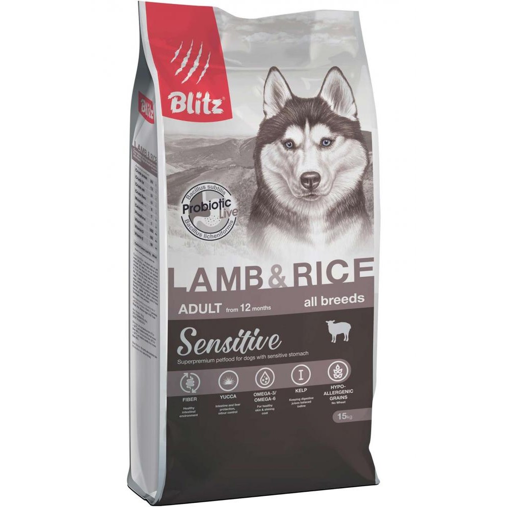 Blitz Adult Lamb&Rice,корм для взрослых собак с ягненком и рисом,уп.15кг.