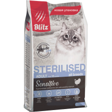 Blitz Sensitive Sterilised Cat, корм для стерилизованных кошек,уп. 10 кг