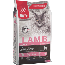 Blitz Sensitive Adult Cats Lamb, корм для взрослых кошек со вкусом ягненка,уп.0,400 кг.