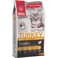 Blitz Sensitive Adult Cats Turkey, корм для взрослых кошек со вкусом индейки,уп.0,400 кг.