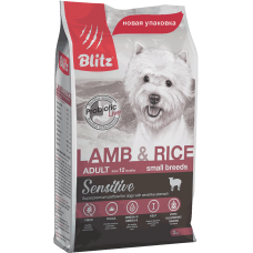 Blitz Sensitive Adult Small Breeds Lamb & Rice,корм для взрослых собак мелких пород с ягненкоми рисом,уп.7 кг.