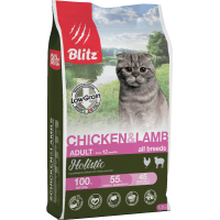 Blitz Holistic Chicken&Lamb Cat,низкозерновой корм для взрослых кошек с курицей и ягненком,уп.400 гр.