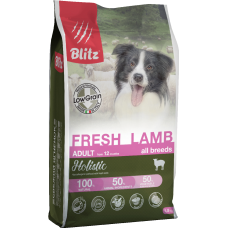 Blitz Holistic Fresh Lamb Adult Dog All Breeds,низкозерновой корм для взрослых собак с ягенком,уп.1,5 кг.