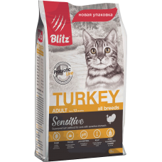Blitz Sensitive Adult Cats Turkey, корм для взрослых кошек со вкусом индейки,уп.10 кг